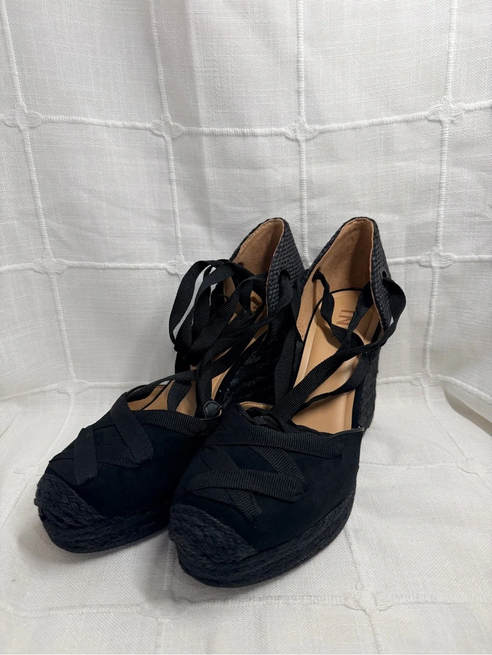 INC Merryy Black Espadrille Wedge Sandals Size 9M NEW